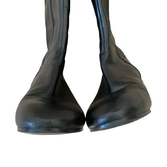 Nine West Oreyan Tall Black Leather Riding Boots Gold Button Details US Size 8.5 - Picture 7 of 10